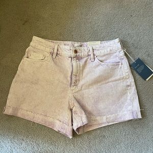 purple dye denim shorts